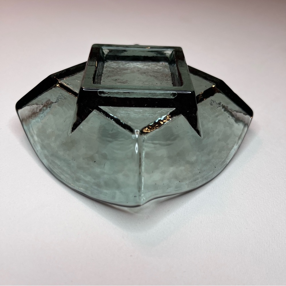 Authentic Fire & Light Recycled Glass Art Jewelry Cache Tray Dish Twilight 4”x4” - Picture 9 of 10